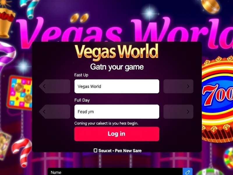 Vegas World Login Screen and Game Lobby Interface