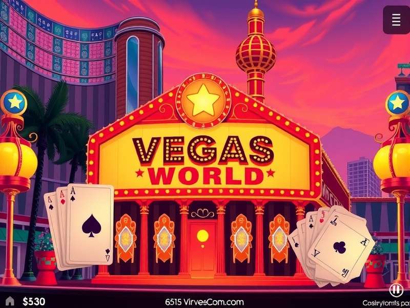 Vibrant Vegas World Bingo hall with digital screens and players