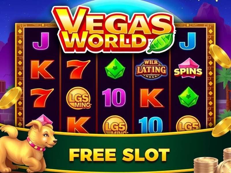 Vibrant screenshot of Vegas World free slots games interface showing multiple colorful slot machines