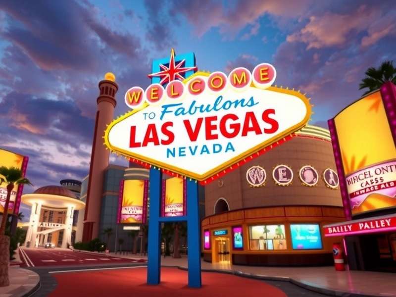 Vibrant Las Vegas casino scene with slot machines and lights