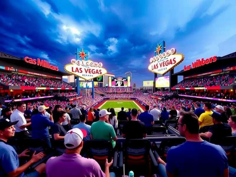 Crowd watching a soccer match on a large screen in Las Vegas
