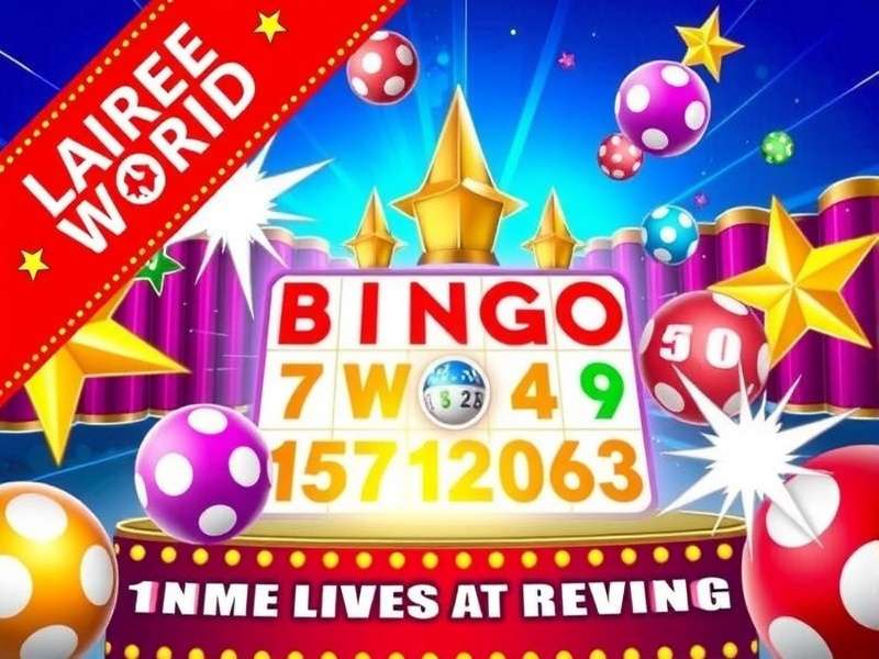 A vibrant Vegas-style bingo hall with digital cards and jackpot displays