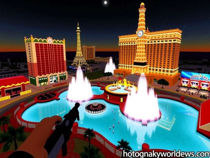 Vegas World Resort main lobby showing slot machines and social features