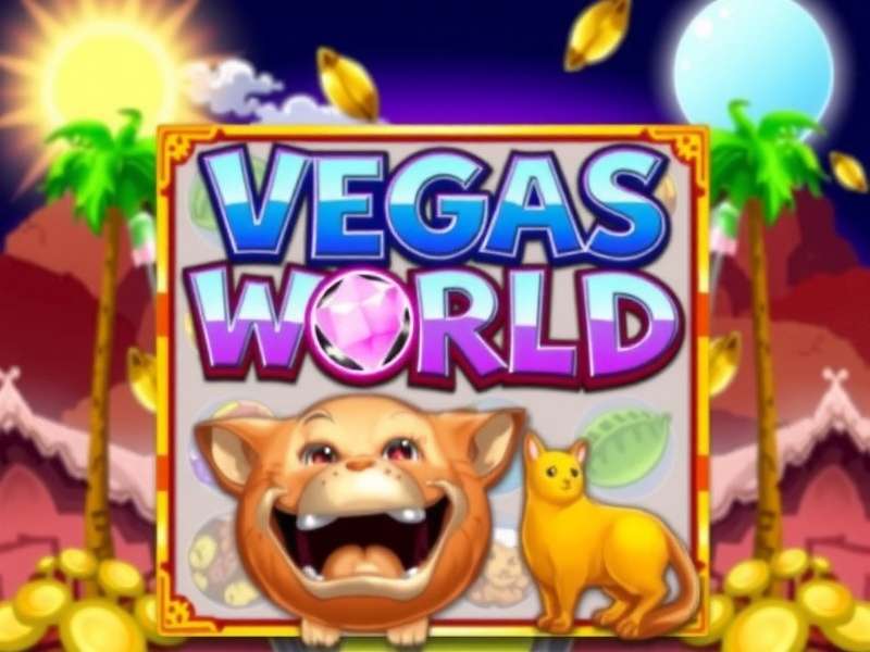 A vibrant collage of popular Vegas World slot machine screens