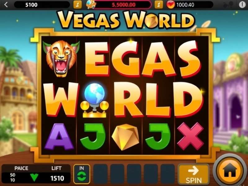 Vegas World Slots Free Play – vibrant slot reels and jackpot symbols on a neon casino background