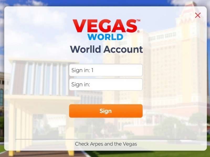 Vegas World Account Sign In dashboard showing slots, poker and rewards interface