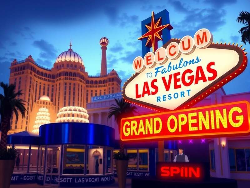 Las Vegas World Resort Grand Opening – aerial view of the resort complex at dusk with dazzling lights