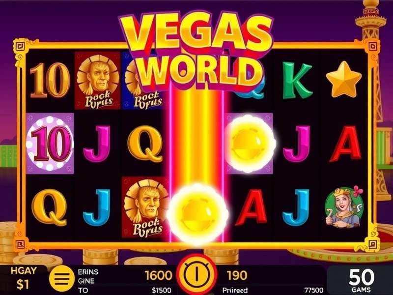 Vegas World Free Slots game interface showing vibrant slot reels and jackpot counter